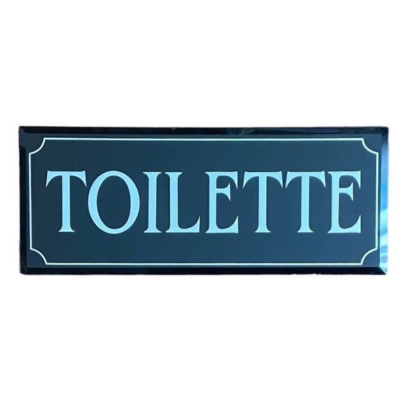 Home Decor Toilette Beveled Edge Glass Mirror Sign Wall Door Plaque - Picture 1 of 5